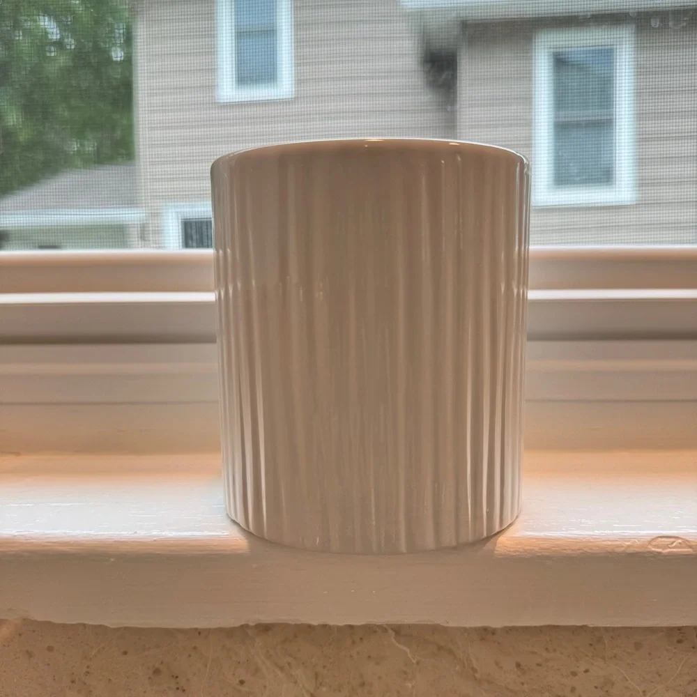 White Ceramic Ribbed Vase